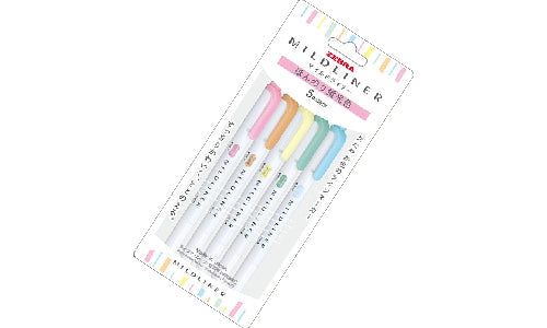 Zebra Mildliner Slightly Fluorescent 5-color Set